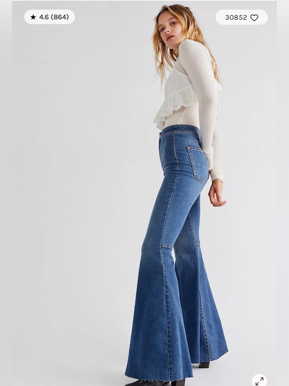 Free People We The Free Just Float On Flare Jeans High-Rise Wide Flare Jeans - Picture 4 of 9